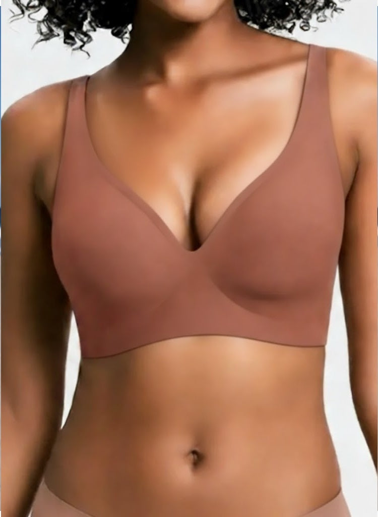 Jelly Wireless Seamless Deep-V Push-Up Bra