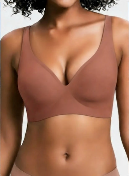 Jelly Wireless Seamless Deep-V Push-Up Bra