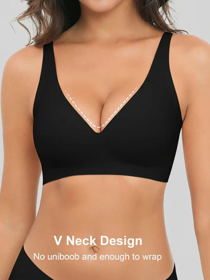 Jelly Wireless Seamless Deep-V Push-Up Bra