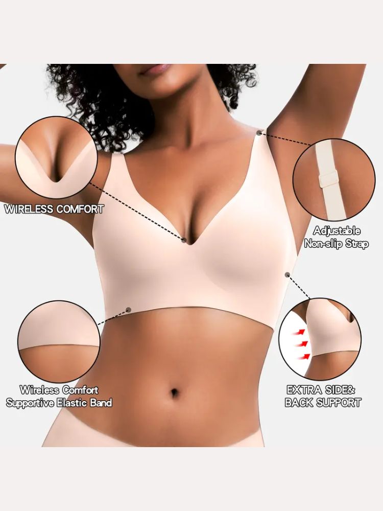 Jelly Wireless Seamless Deep-V Push-Up Bra