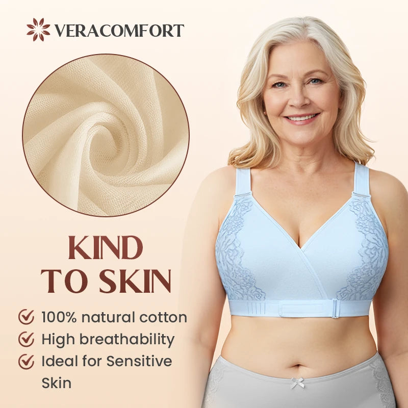 Veracomfort Velcro Front-Wrap & Straps Adaptive Comfort Bra